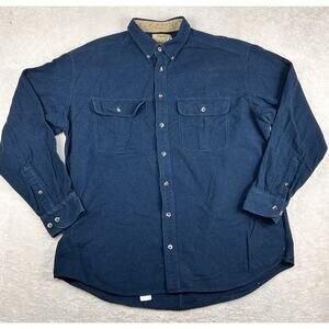 Cabelas Deerskin Soft Chamois Size XL Regular Mens Blue Button Up Long Sleeve